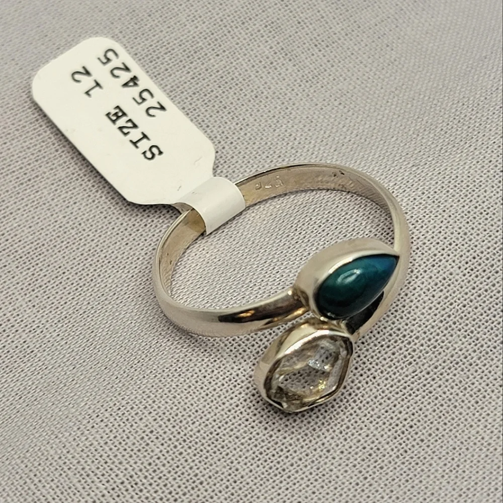 Herkimer Diamond Chrysocolla Sterling Silver Ring Signed Nugent Jewelry …